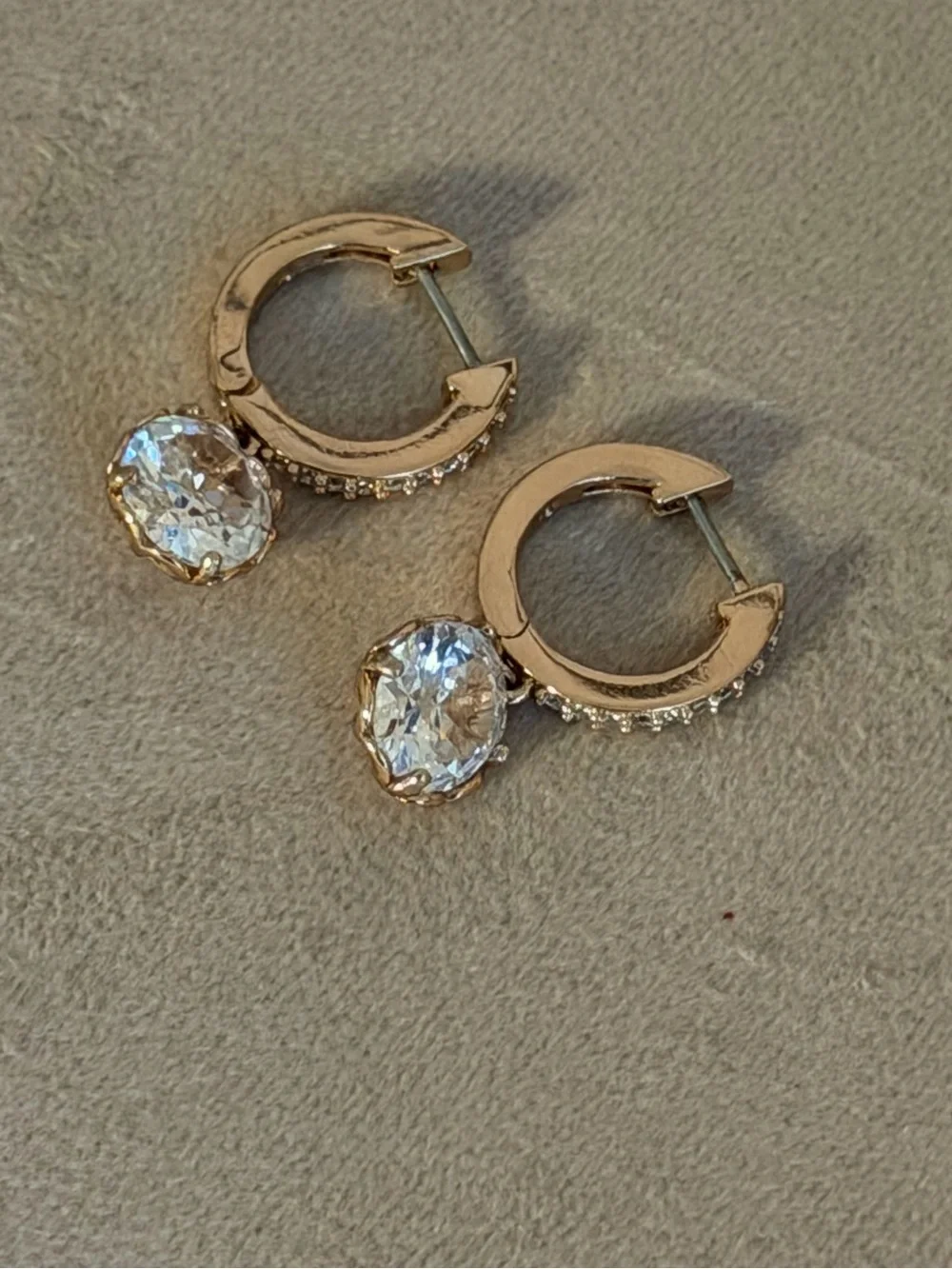 kate spade Rose Gold Hoop Earrings with Clear Crystal Drops